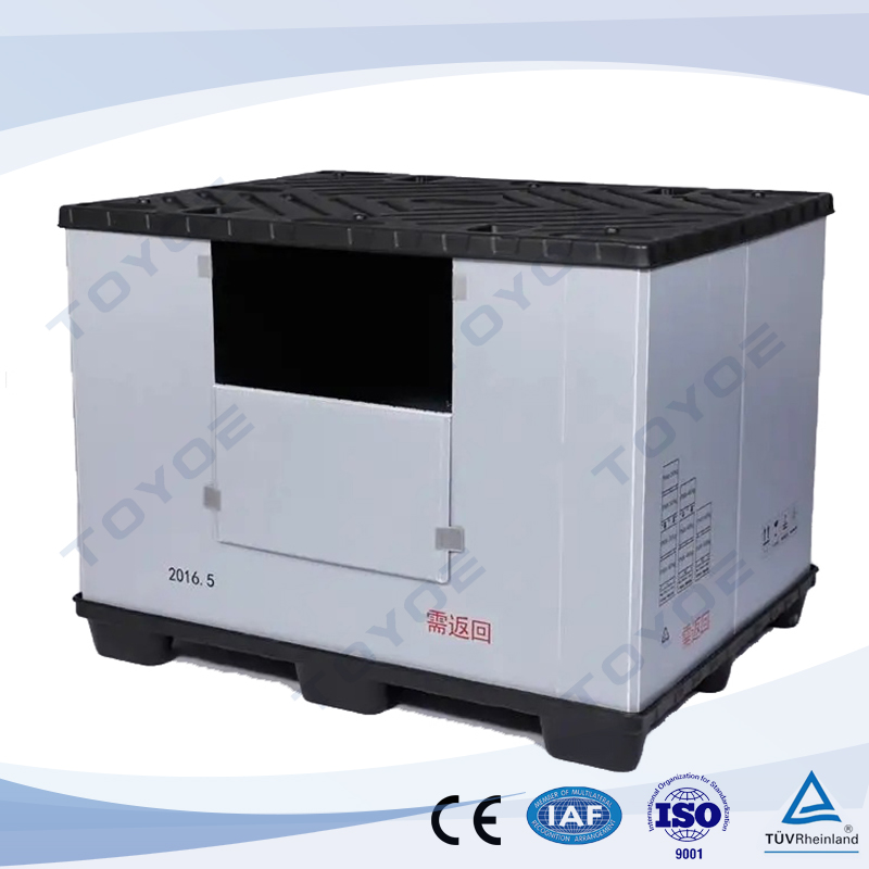 Caixas de rotatividade de peças automáticas, dobráveis ​​e amigáveis ​​para paletes, facilitam o manuseio da empilhadeira.