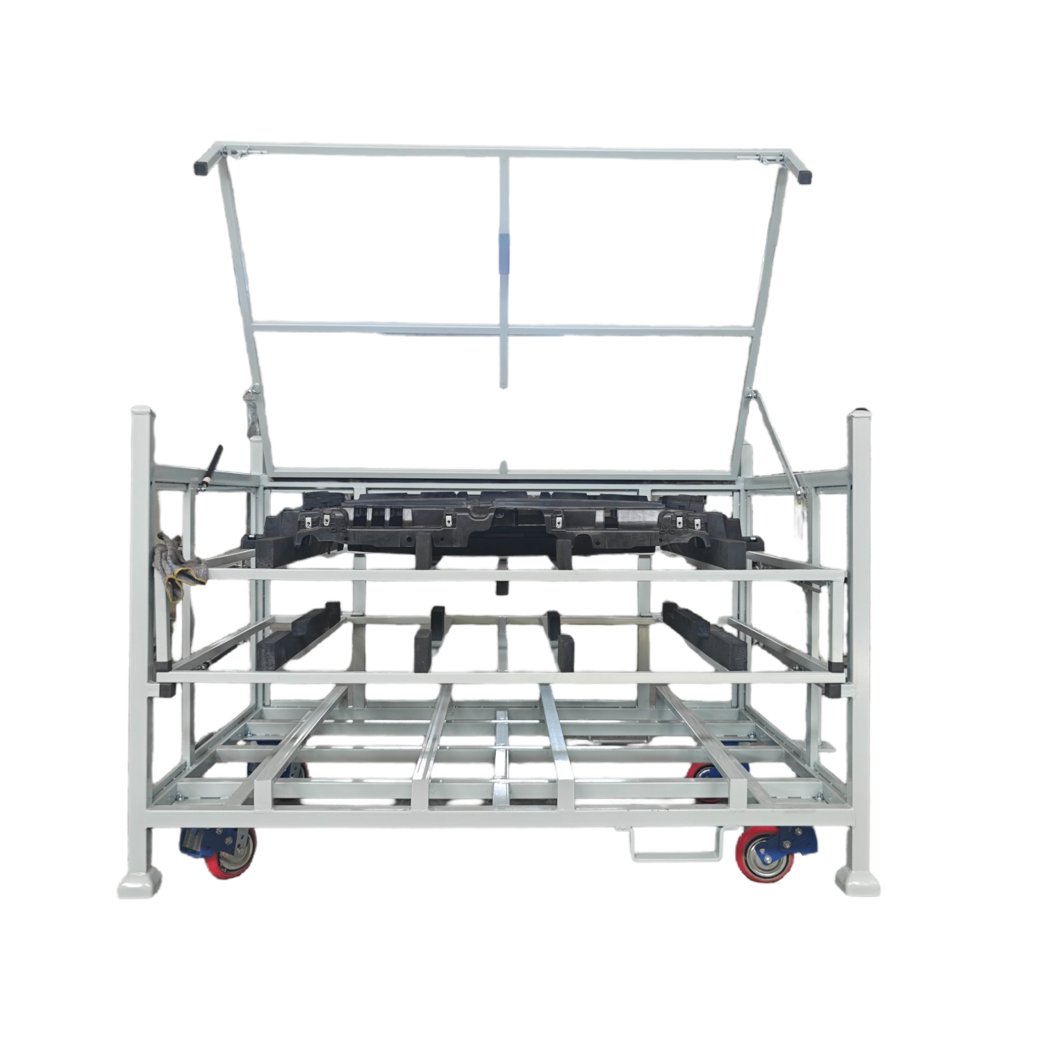 Racks de metal com cortinas de poeira galvanizada protege instrumentos de precisão.