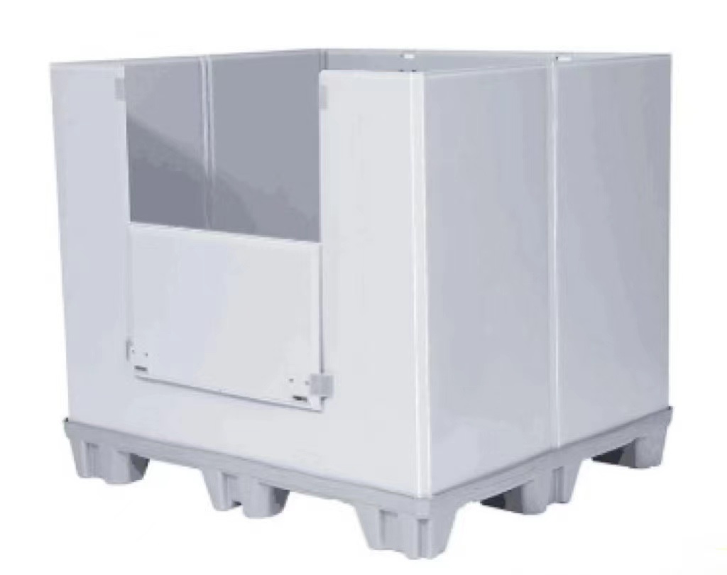 caixa de paletes de pl&aacute;stico cinza