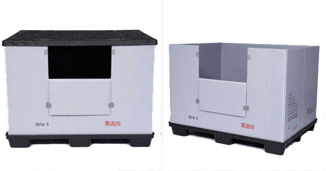 Caixa pl&aacute;stica de papel&atilde;o ondulado com janela lateral