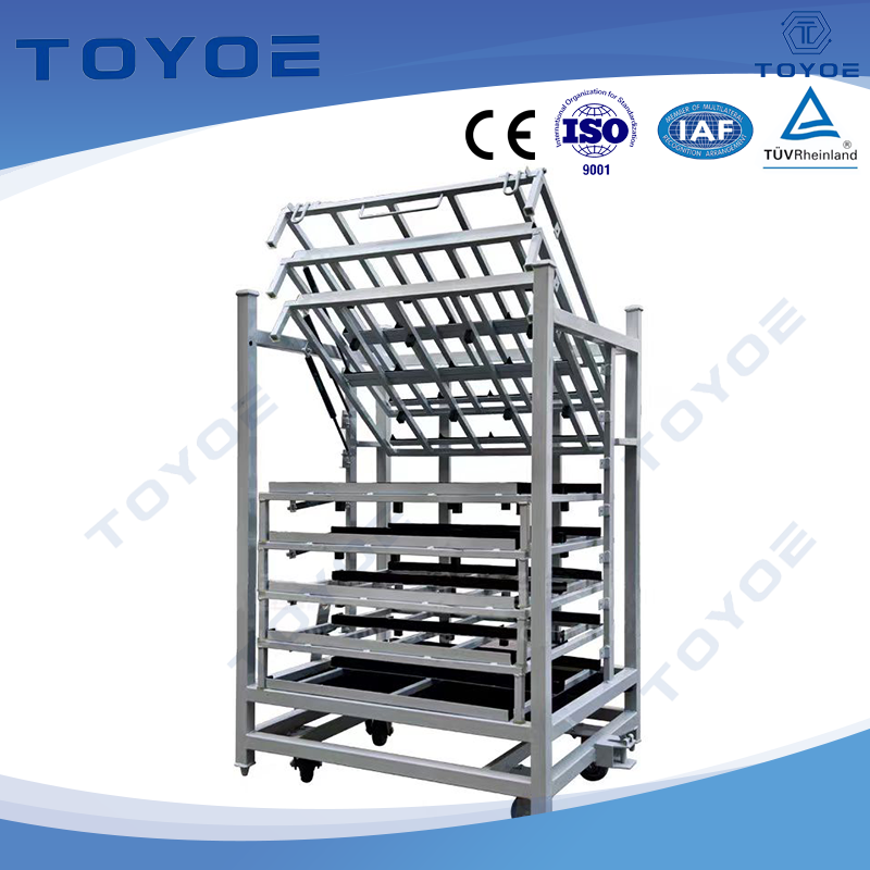 Racks galvanizados empilháveis ​​para peças automáticas.